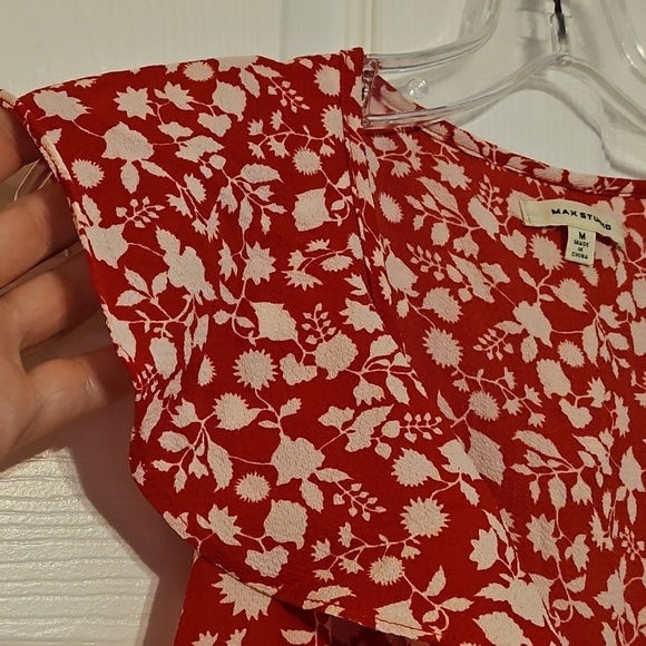 Max Studio Red Floral Ruffle Wrap Dress - Picture 7 of 16
